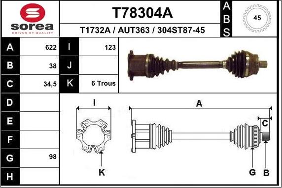 EAI T78304A - Drive Shaft autospares.lv