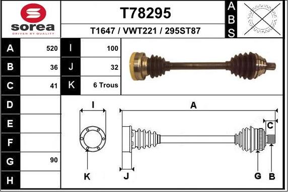 EAI T78295 - Drive Shaft autospares.lv