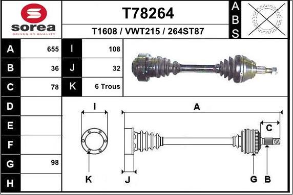 EAI T78264 - Drive Shaft autospares.lv