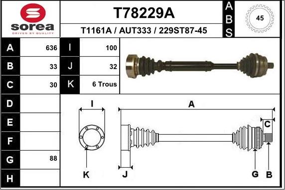 EAI T78229A - Drive Shaft autospares.lv