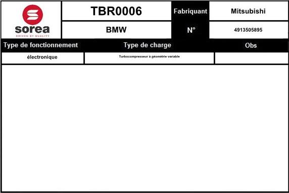 EAI TBR0006 - Charger, charging system autospares.lv