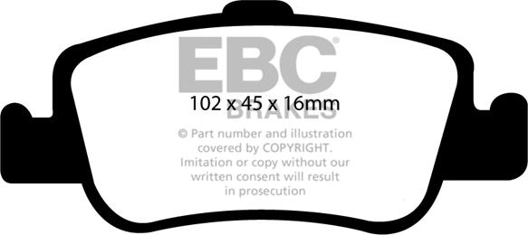 EBC Brakes DP1949 - Brake Pad Set, disc brake autospares.lv