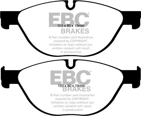 EBC Brakes DP42019R - Brake Pad Set, disc brake autospares.lv