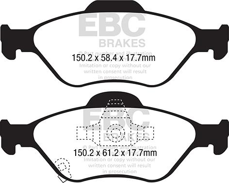 EBC Brakes DPX2288 - Brake Pad Set, disc brake autospares.lv