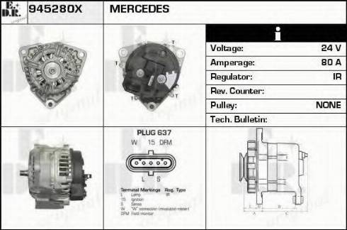 EDR 945280X - Alternator autospares.lv