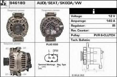 EDR 946180 - Alternator autospares.lv