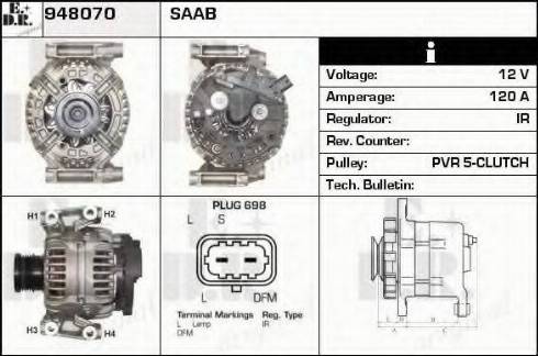 EDR 948070 - Alternator autospares.lv