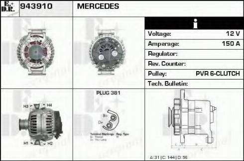 EDR 943910 - Alternator autospares.lv