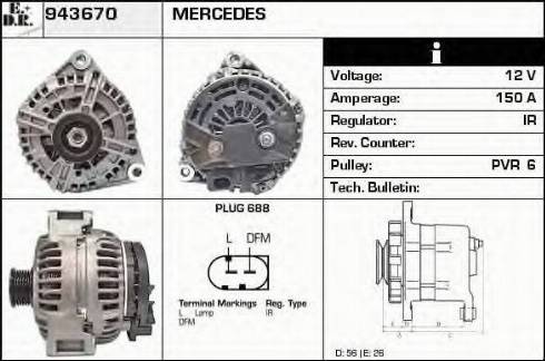 EDR 943670 - Alternator autospares.lv