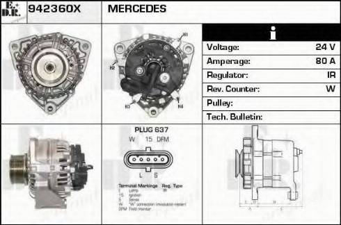 EDR 942360X - Alternator autospares.lv