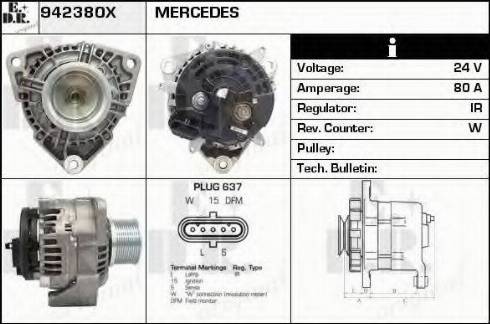 EDR 942380X - Alternator autospares.lv