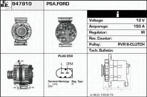 EDR 947910 - Alternator autospares.lv