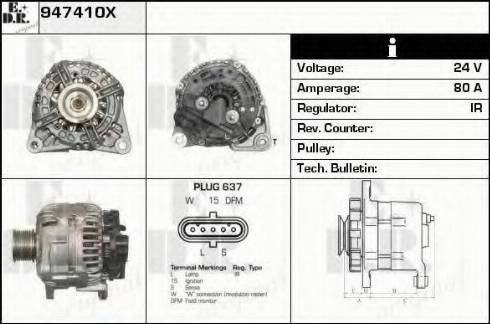 EDR 947410X - Alternator autospares.lv