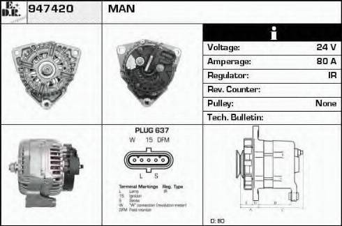 EDR 947420 - Alternator autospares.lv