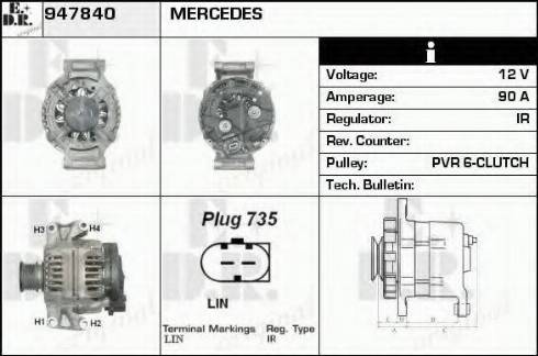 EDR 947840 - Alternator autospares.lv