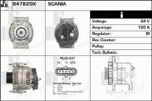 EDR 947820X - Alternator autospares.lv