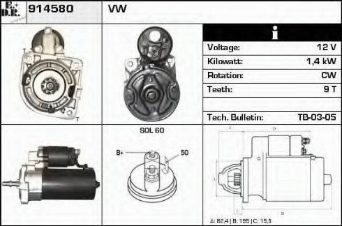 EDR 914580 - Starter autospares.lv