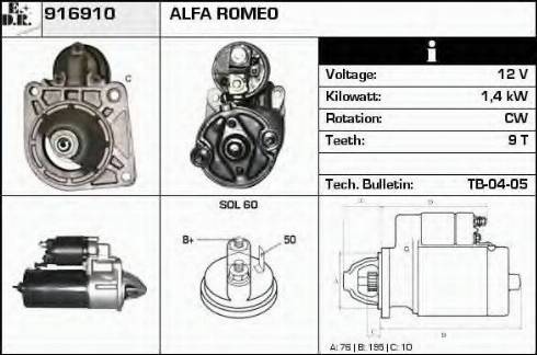 EDR 916910 - Starter autospares.lv