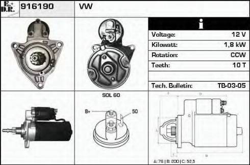 EDR 916190 - Starter autospares.lv