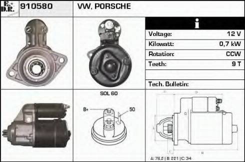 EDR 910580 - Starter autospares.lv