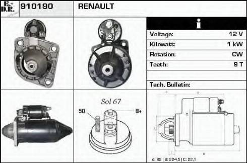 EDR 910190 - Starter autospares.lv