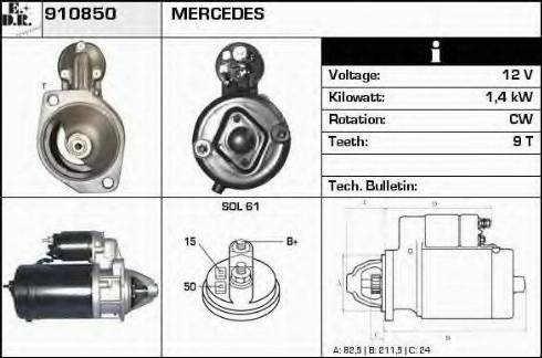 EDR 910850 - Starter autospares.lv