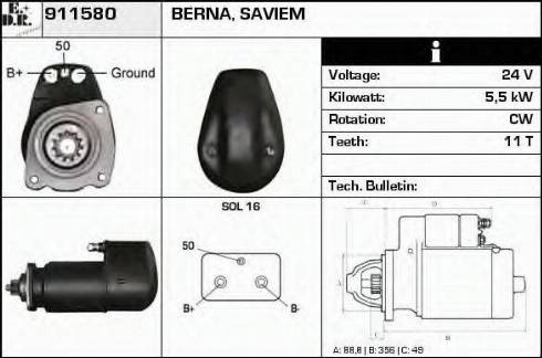 EDR 911580 - Starter autospares.lv