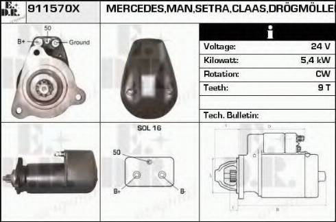 EDR 911570X - Starter autospares.lv