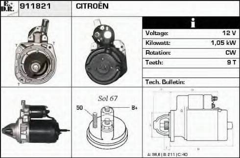 EDR 911821 - Starter autospares.lv