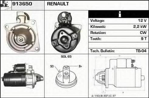 EDR 913650 - Starter autospares.lv