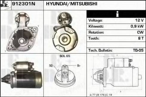 EDR 912301N - Starter autospares.lv