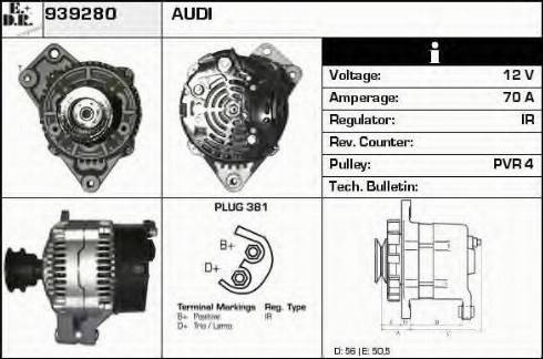 EDR 939280 - Alternator autospares.lv