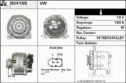 EDR 934165 - Alternator autospares.lv