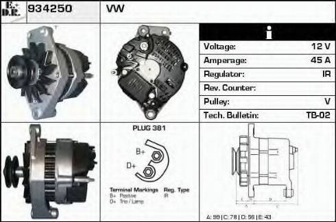 EDR 934250 - Alternator autospares.lv