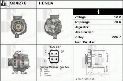 EDR 934276 - Alternator autospares.lv