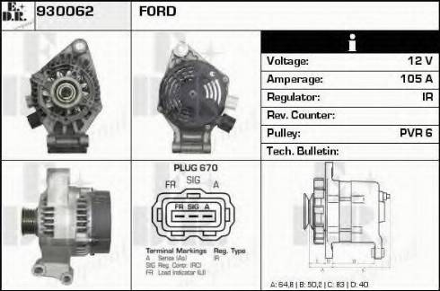 EDR 930062 - Alternator autospares.lv