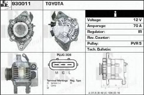 EDR 930011 - Alternator autospares.lv