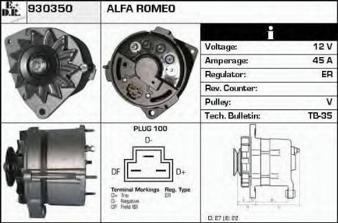 EDR 930350 - Alternator autospares.lv