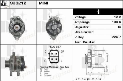 EDR 930212 - Alternator autospares.lv