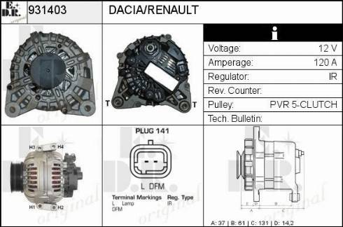 EDR 931403 - Alternator autospares.lv