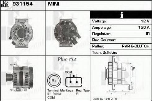 EDR 931154 - Alternator autospares.lv