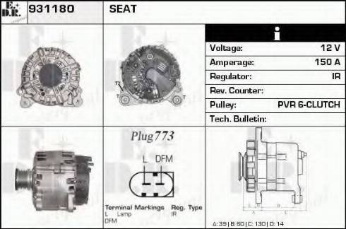 EDR 931180 - Alternator autospares.lv