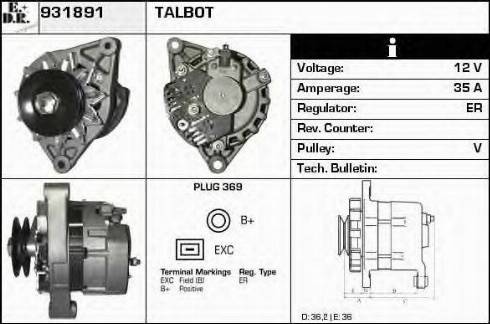 EDR 931891 - Alternator autospares.lv