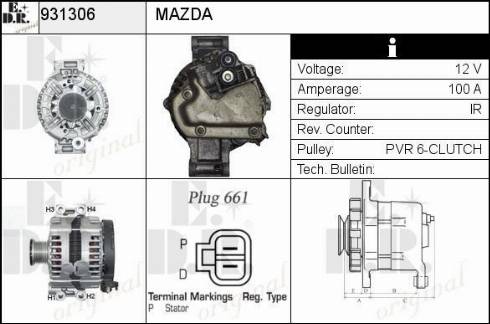 EDR 931306 - Alternator autospares.lv