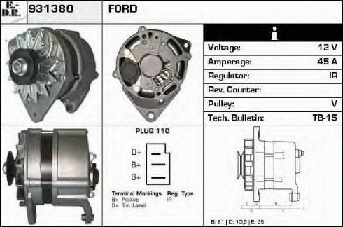 EDR 931380 - Alternator autospares.lv