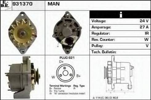 EDR 931370 - Alternator autospares.lv