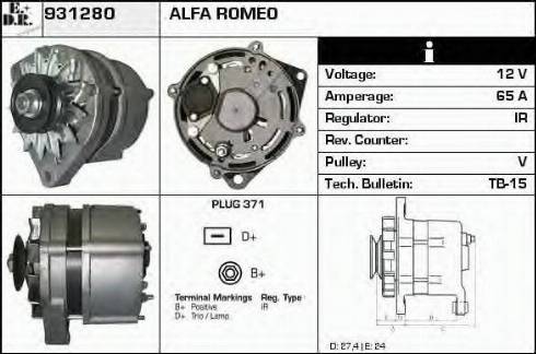 EDR 931280 - Alternator autospares.lv