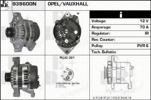 EDR 938600N - Alternator autospares.lv