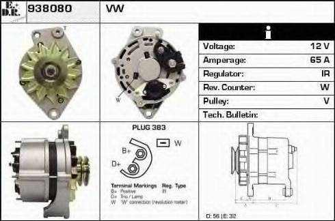 EDR 938080 - Alternator autospares.lv