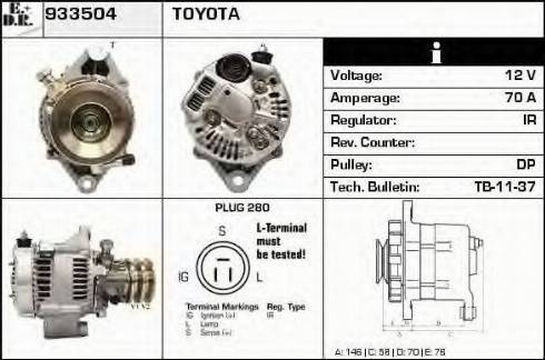 EDR 933504 - Alternator autospares.lv